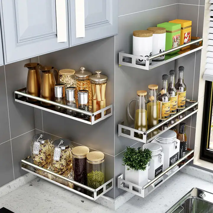 Single layer stainless steel wall mounted storage rack - Image 2