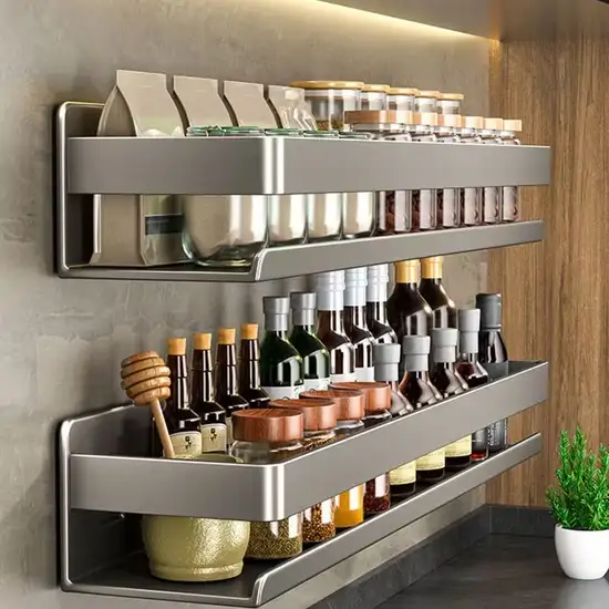 Single layer stainless steel wall mounted storage rack - Image 3